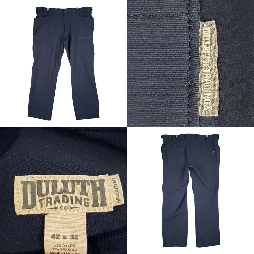 Duluth Trading Co Flexpedition Relaxed Fit Pants Navy Blue 42x32 Cargo Pockets